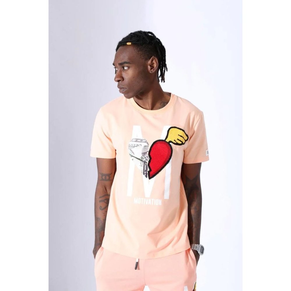 Fifth Loop Peach Motivation Money Heart T Shirt